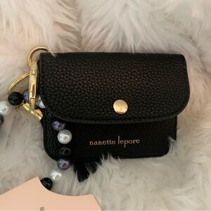 NANETTE LEPORE Black hands-free bracelet, bundle card case holder NWT